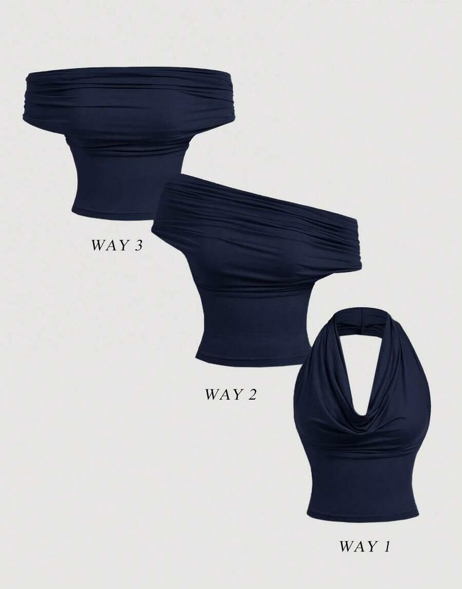 GRANATOWY TOP BASIC