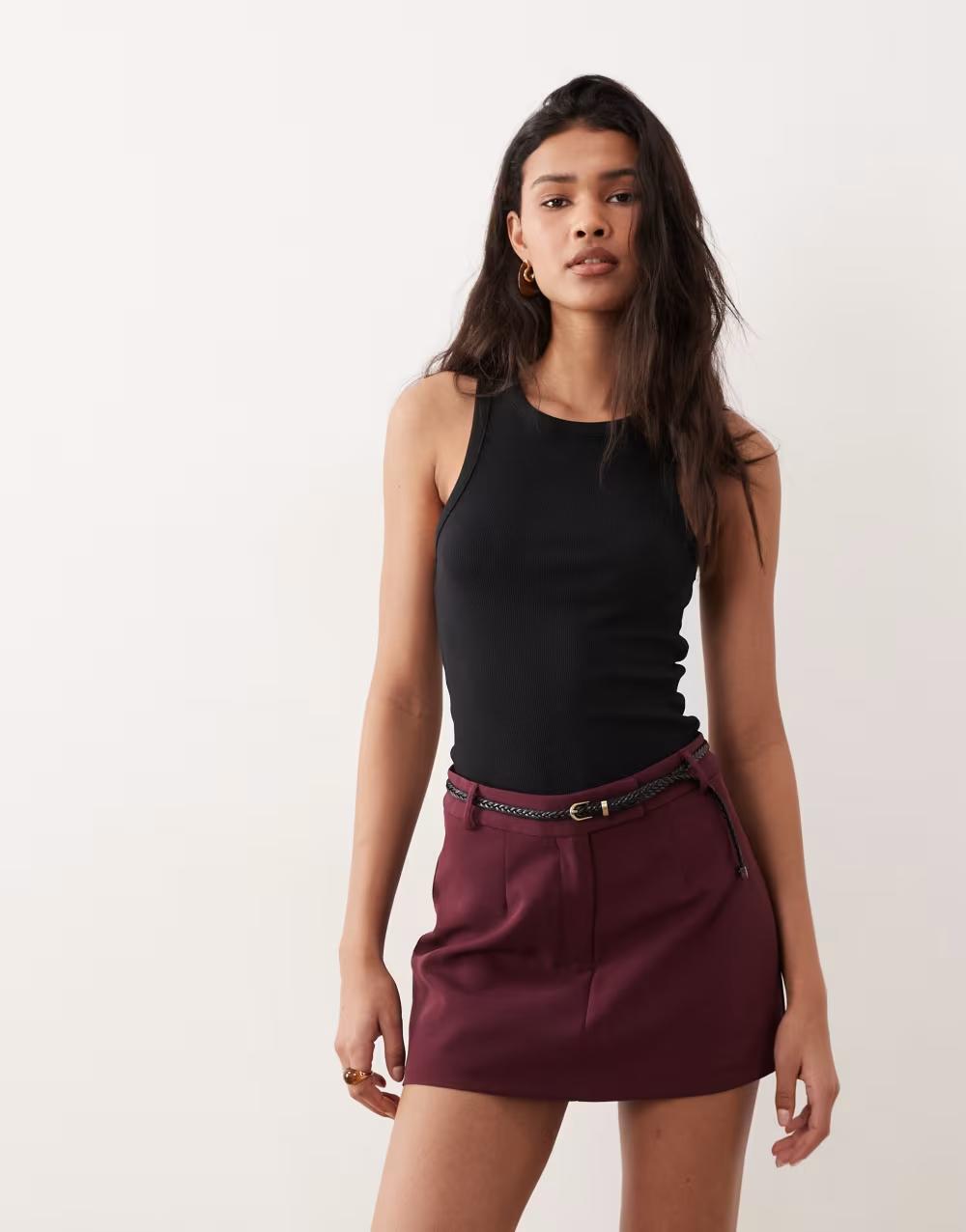 BURGUNDOWA  MINI SPÓDNICA