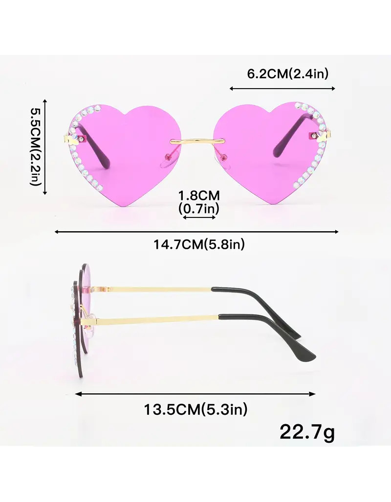 różowe okulary przeciwsłoneczne serce zdobienia połysk