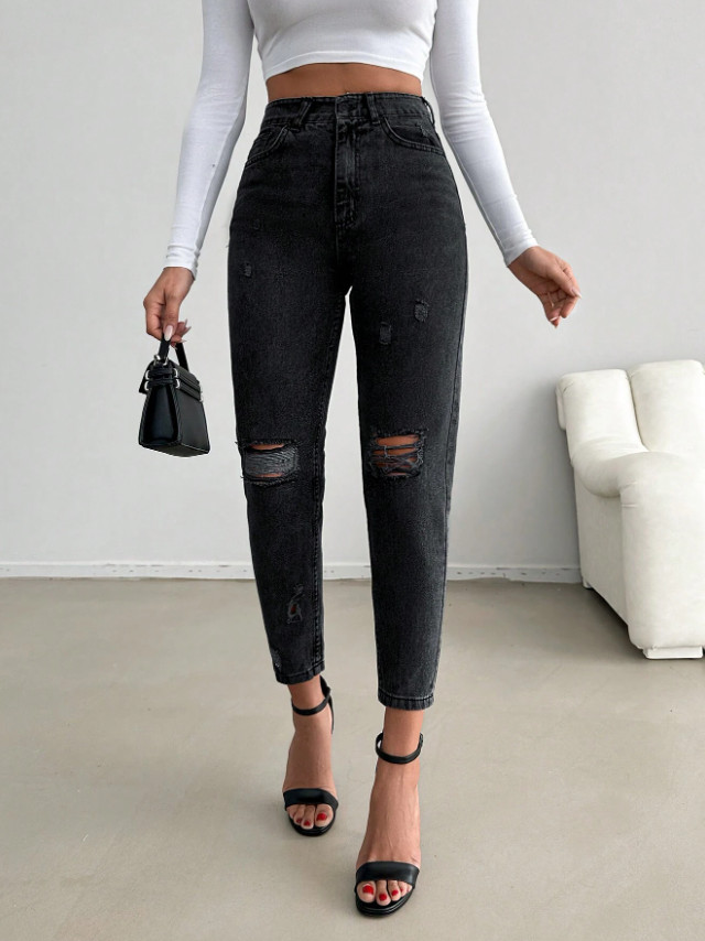 CZARNE SPODNIE JEANS