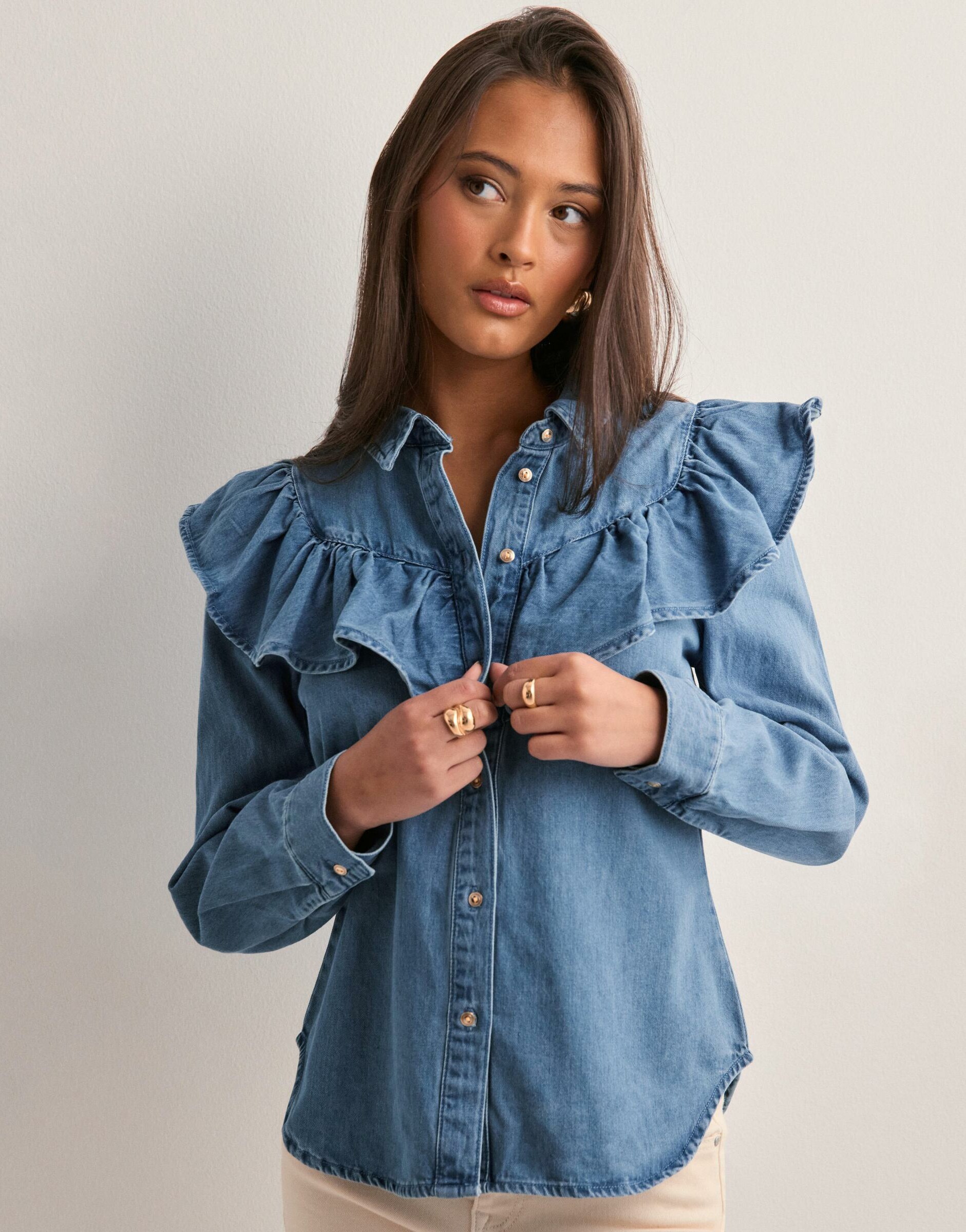 KOSZULA JEANS FALBANY GUZIKI