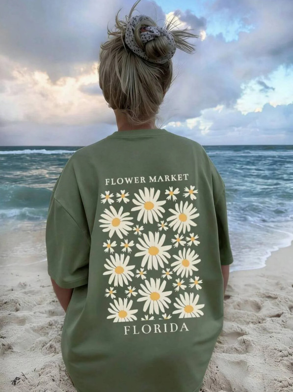 zielony t-shirt nadruk