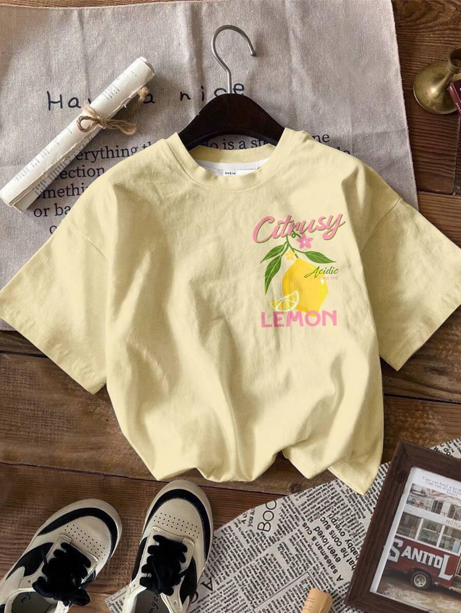 ŻÓŁTY T-SHIRT NADRUK