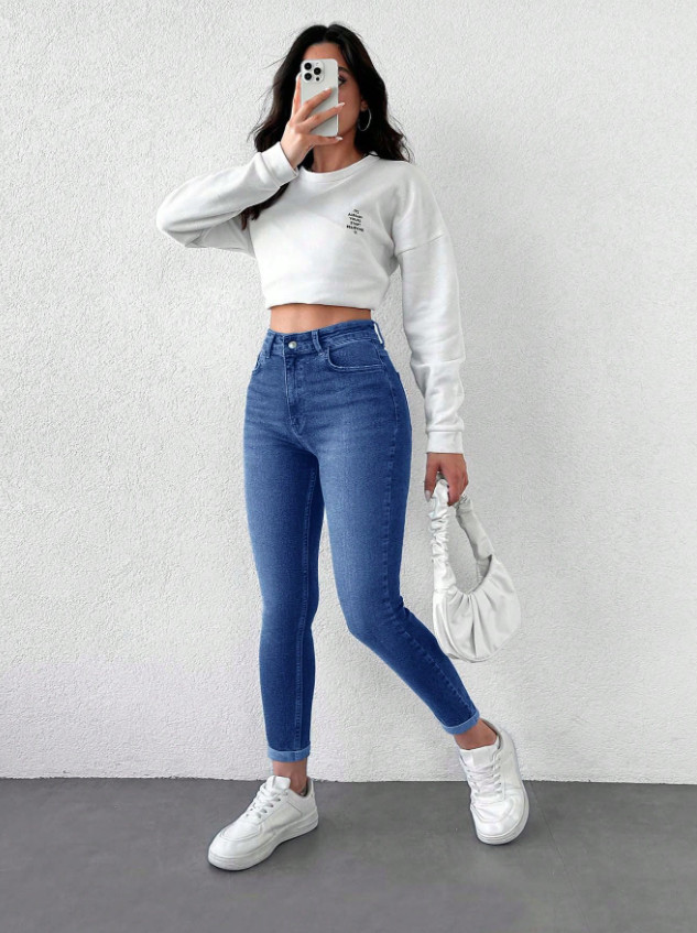 NIEBIESKIE SPODNIE JEANS RURKI