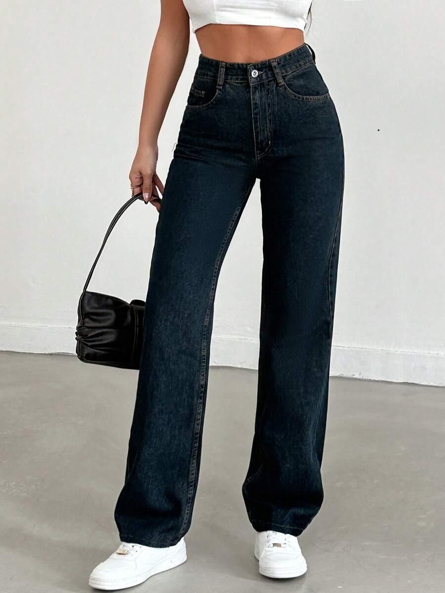 GRANATOWE SPODNIE JEANS