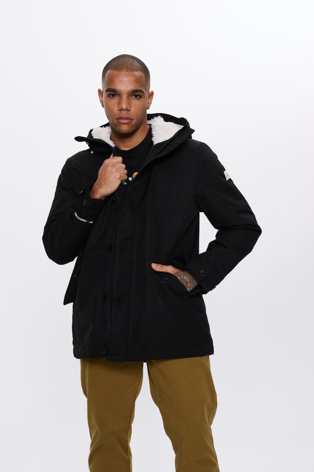 CZARNA KURTKA parka z kapturem 2500020-19010