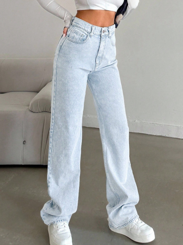 NIEBIESKIE SPODNIE JEANS WYSOKI STAN