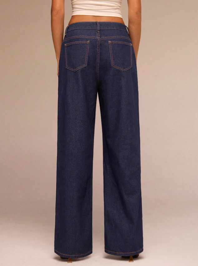 GRANATOWE SPODNIE JEANS 