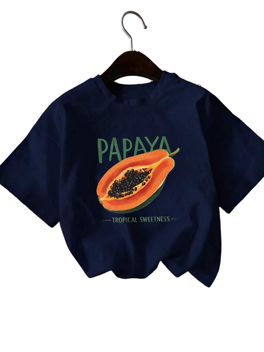 granatowy t-shirt print 