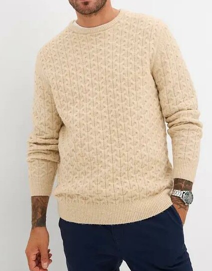 SWETER BEŻOWY MĘSKI WKŁADANY PRZEZ GŁOWĘ