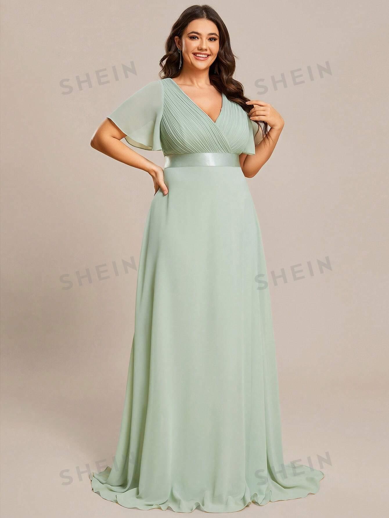 ZIELONA MAXI SUKIENKA V-NECK
