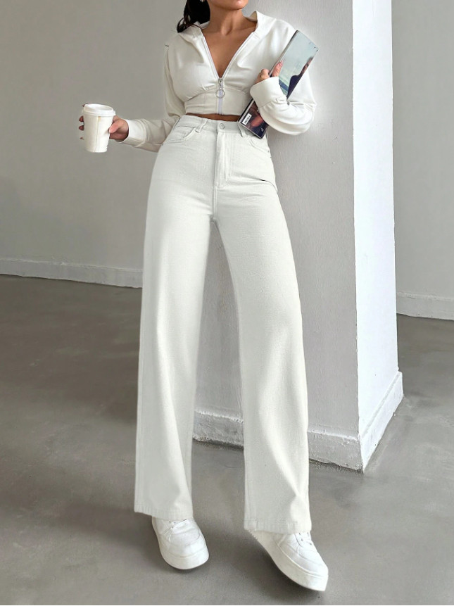 BIAŁE SPODNIE JEANS