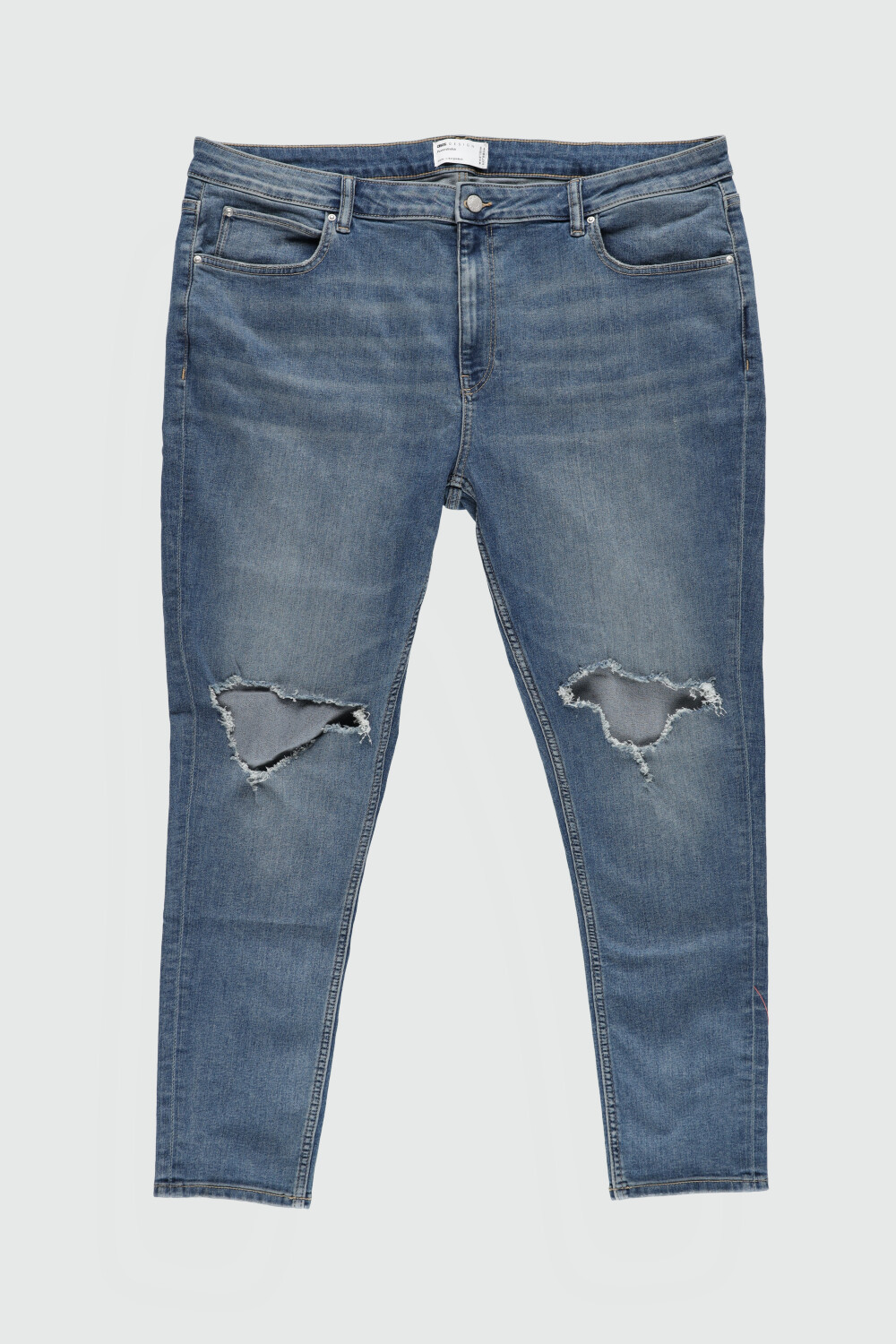 niebieskie spodnie ripped jeans dziury