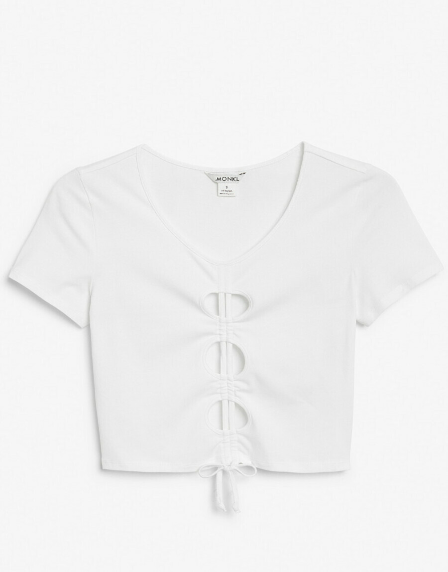 BIAŁY CROP TOP WIĄZANIE