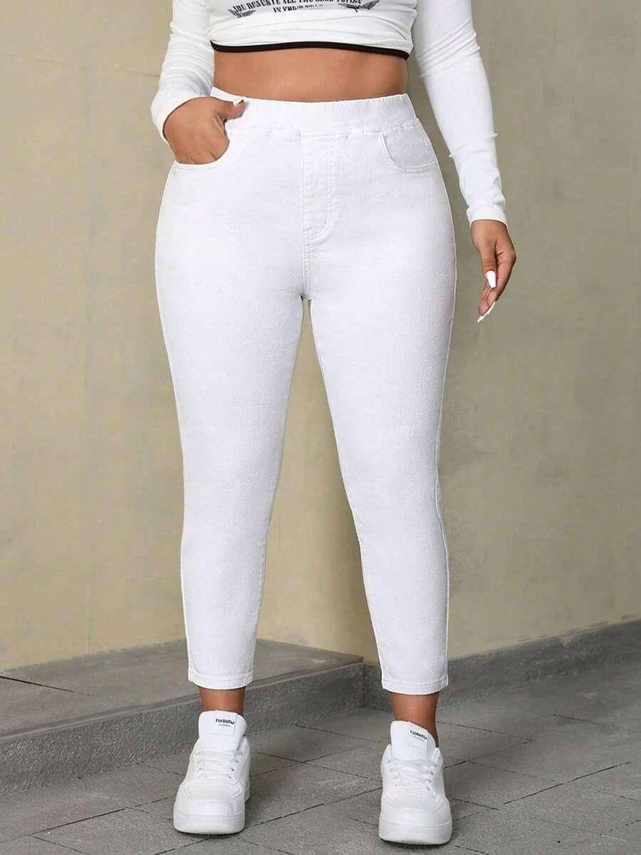 białe spodnie jeans wysoki stan