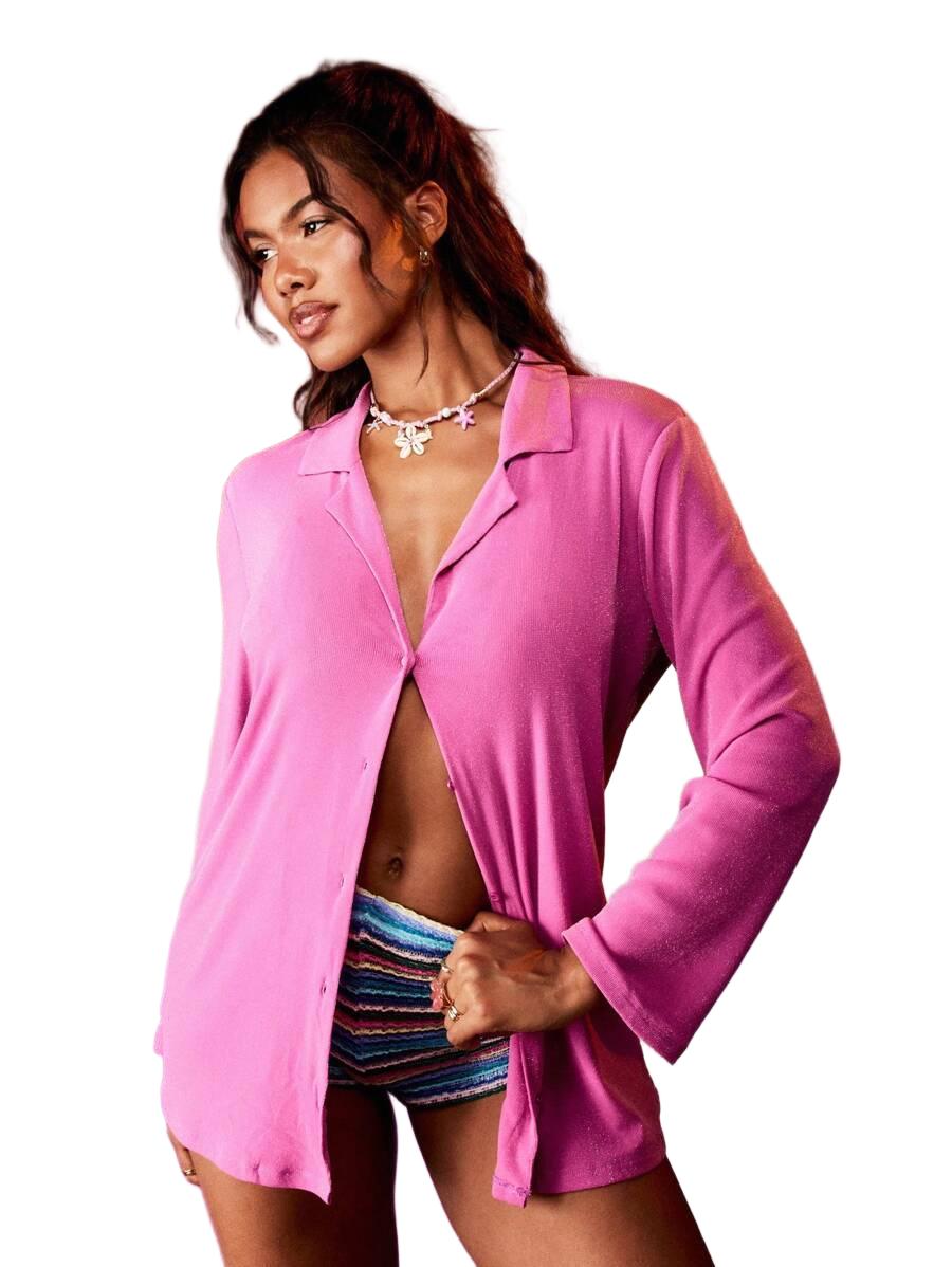 BLUZKA DAMSKA Z KOŁNIERZYKIEM DŁUGI RĘKAW