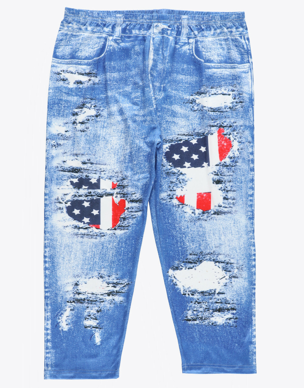 KLASYCZNE LEGGINSY 3/4 WZÓR IMITACJA JEANSU