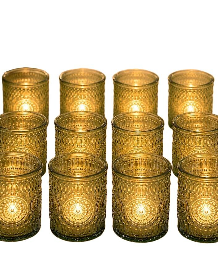 ZIELONY ŚWIECZNIK DEKORACYJNY 12-PACK