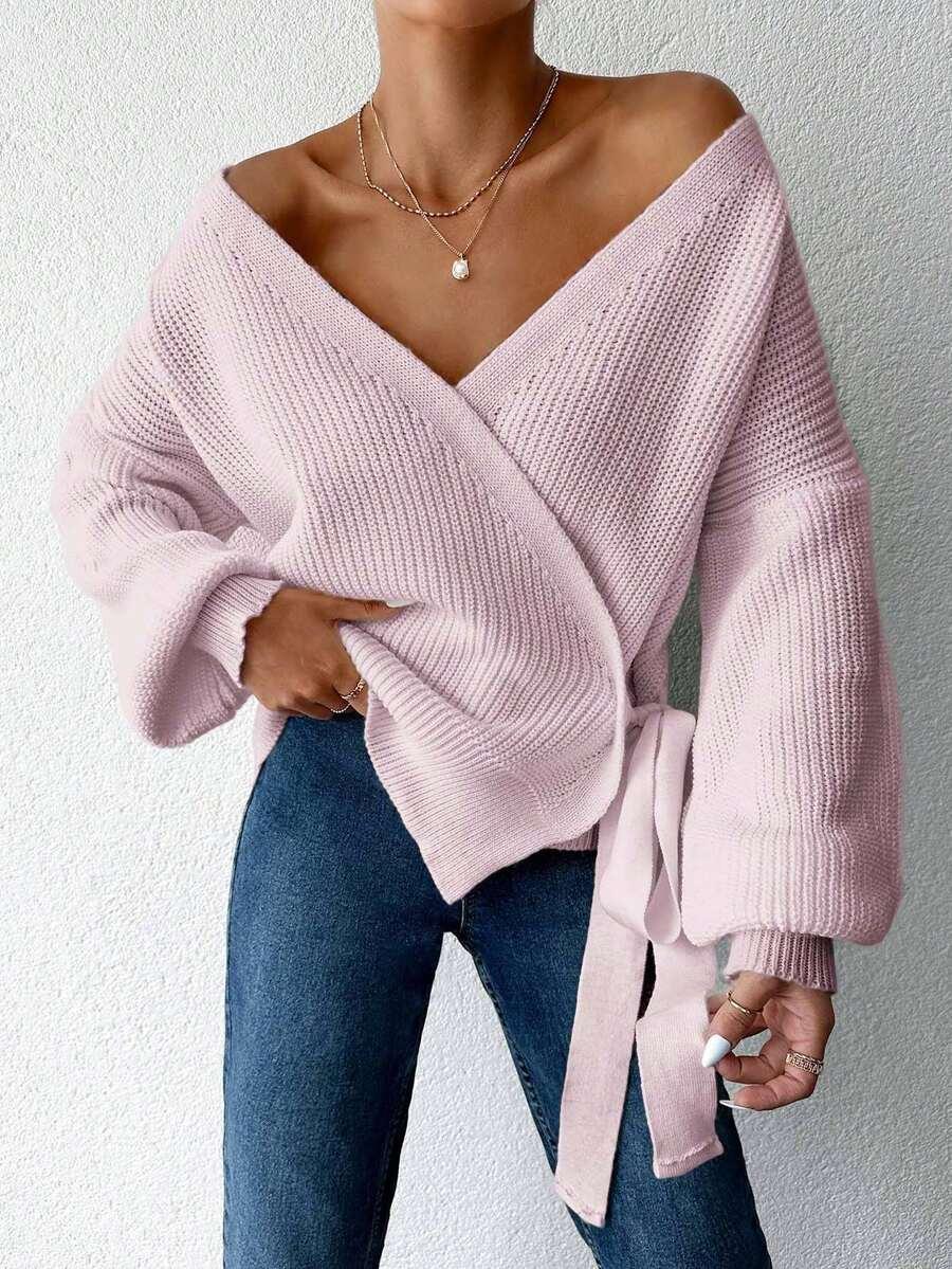 RÓŻOWY SWETER WIĄZANIE