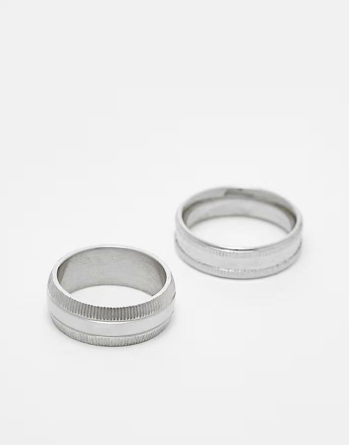 srebrny pierścionek sygnet 2-pack