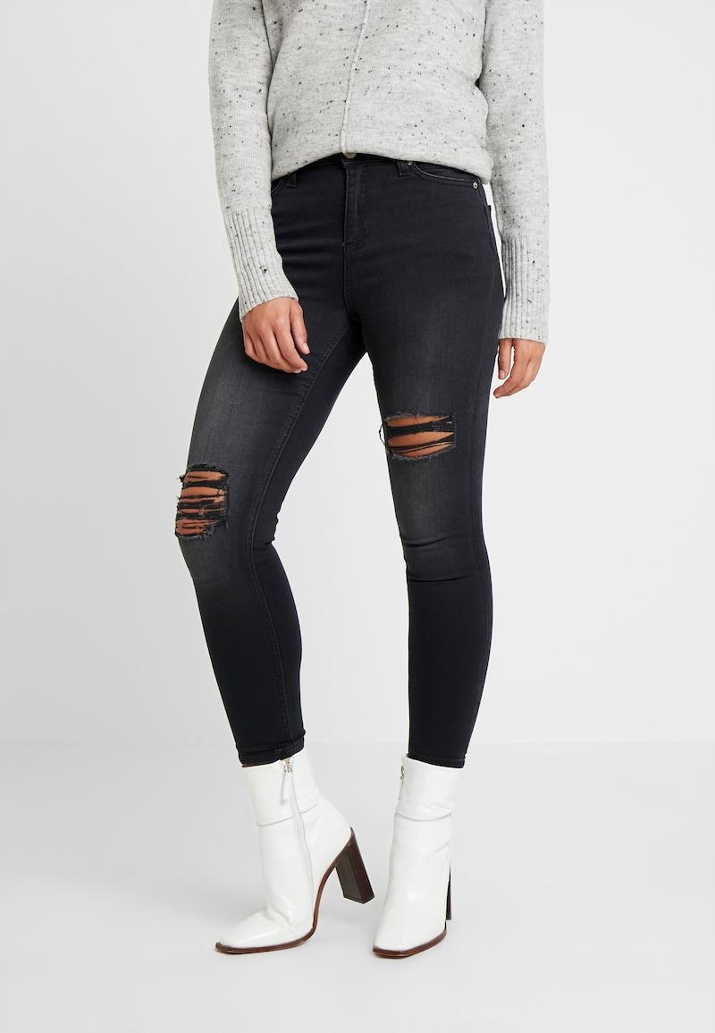 SZARE SPODNIE JEANS PRZETARCIA 