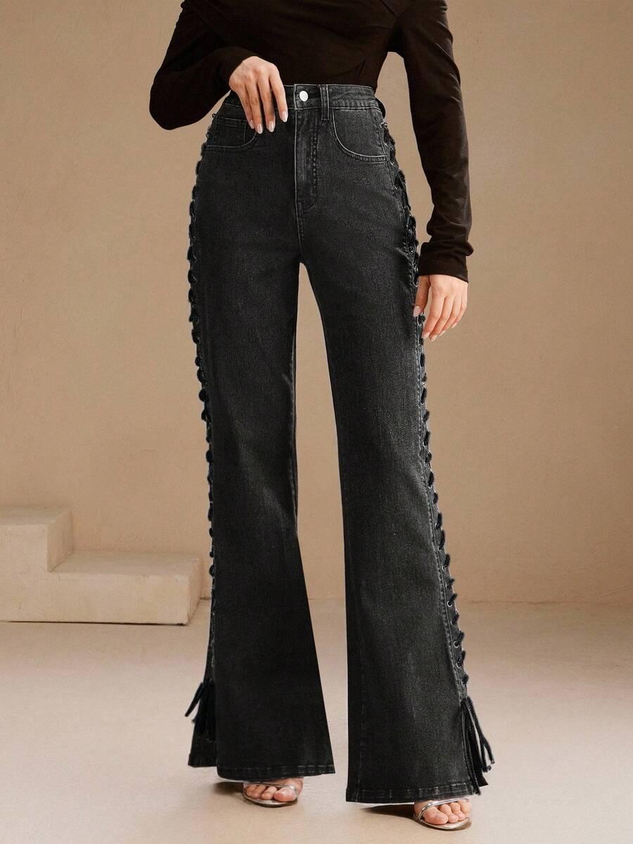 CZARNE SPODNIE JEANS