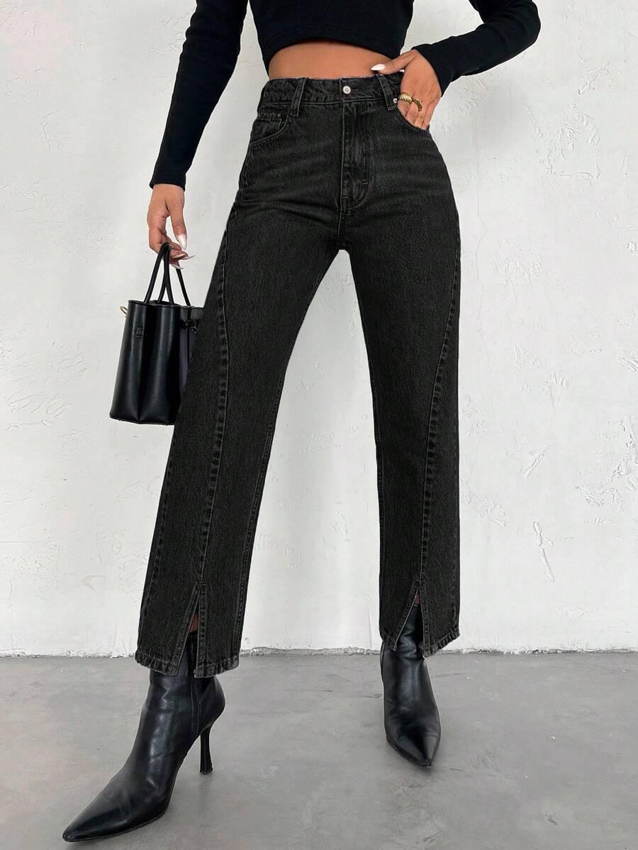 CZARNE SPODNIE JEANS