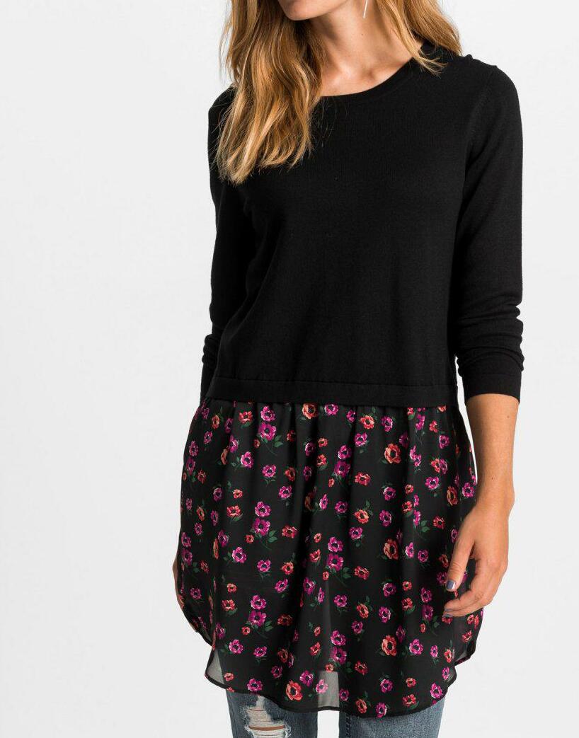 SWETER Z KOSZULOWĄ WSTAWKĄ