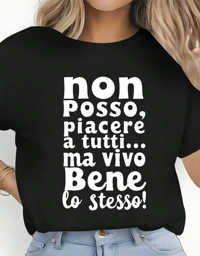 czarny t-shirt wzór napis
