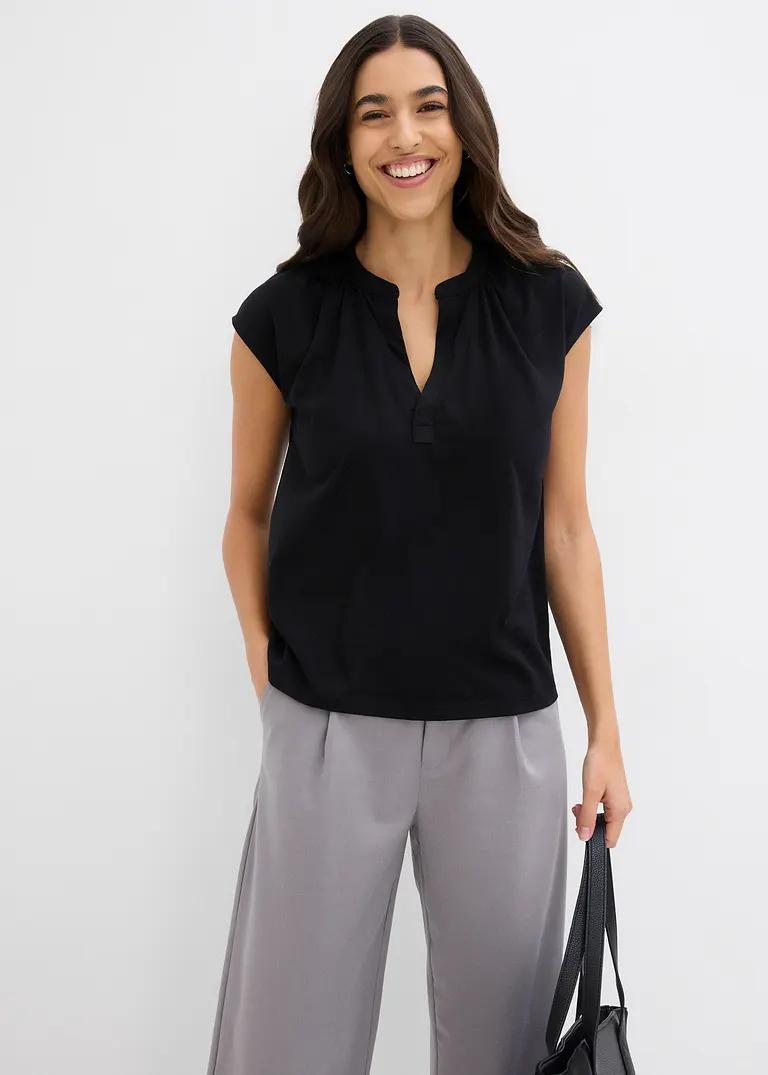 czarna bluzka v-neck