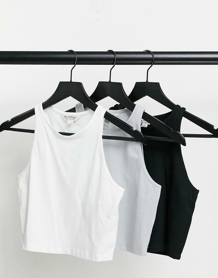 szary crop top basic