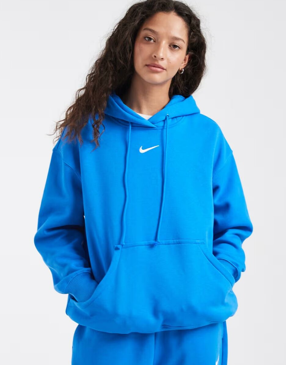 niebieska bluza z kapturem Phoenix  oversize logo kieszonka