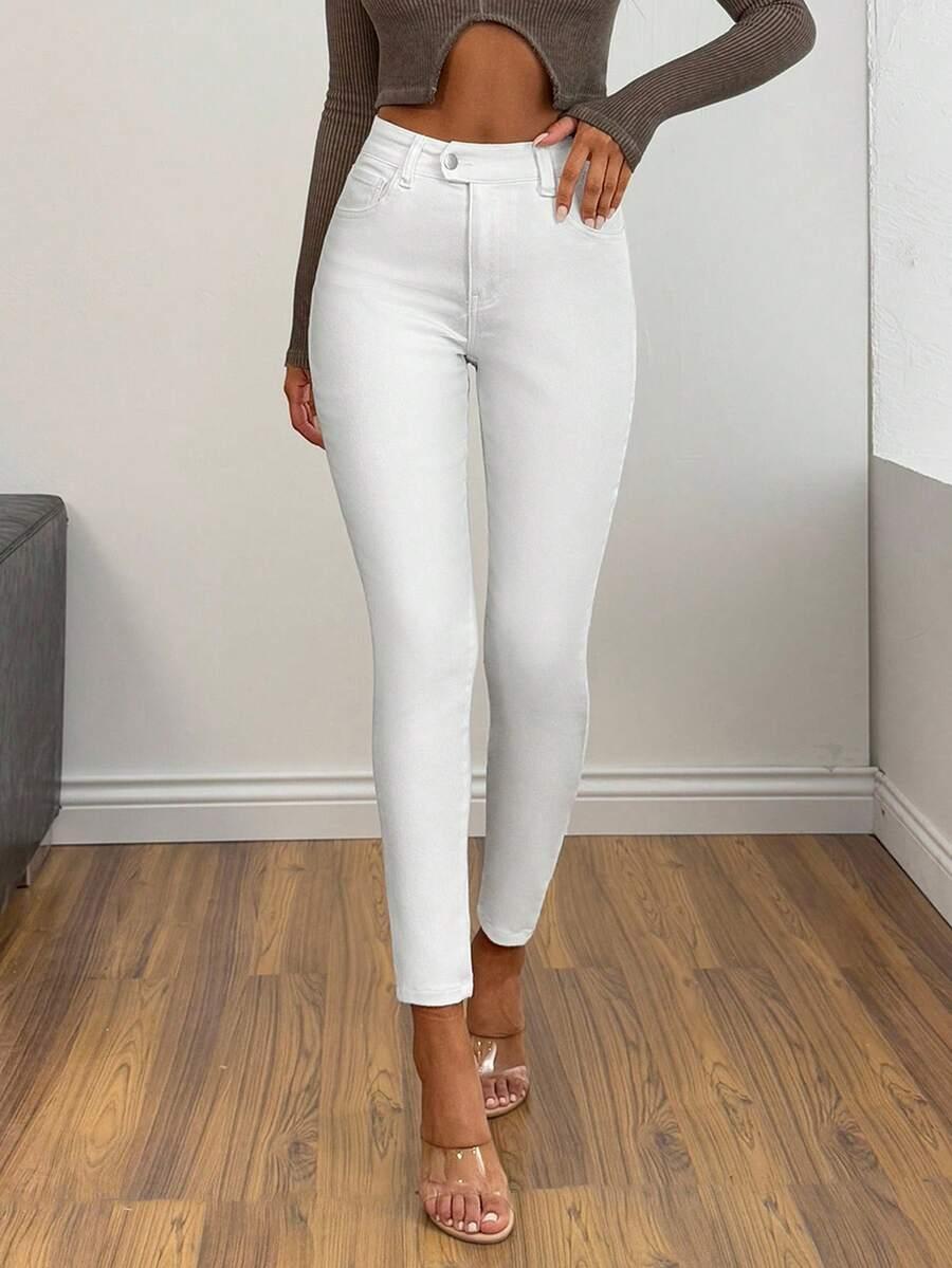 BIAŁE SPODNIE SKINNY JEANS