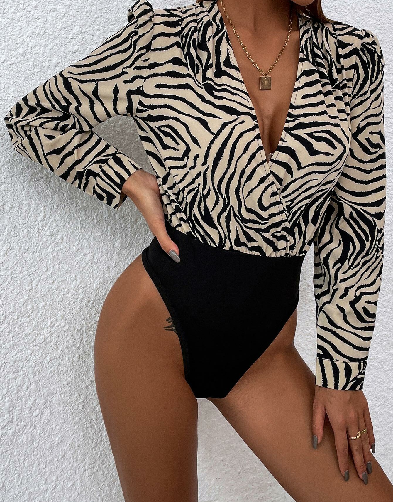 body długi rękaw animal print