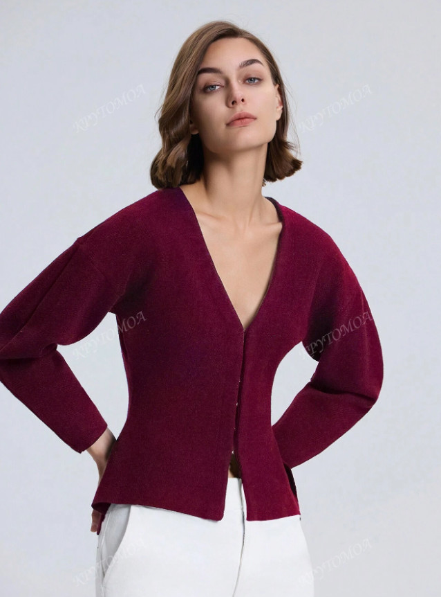 BORDOWY SWETER V-NECK