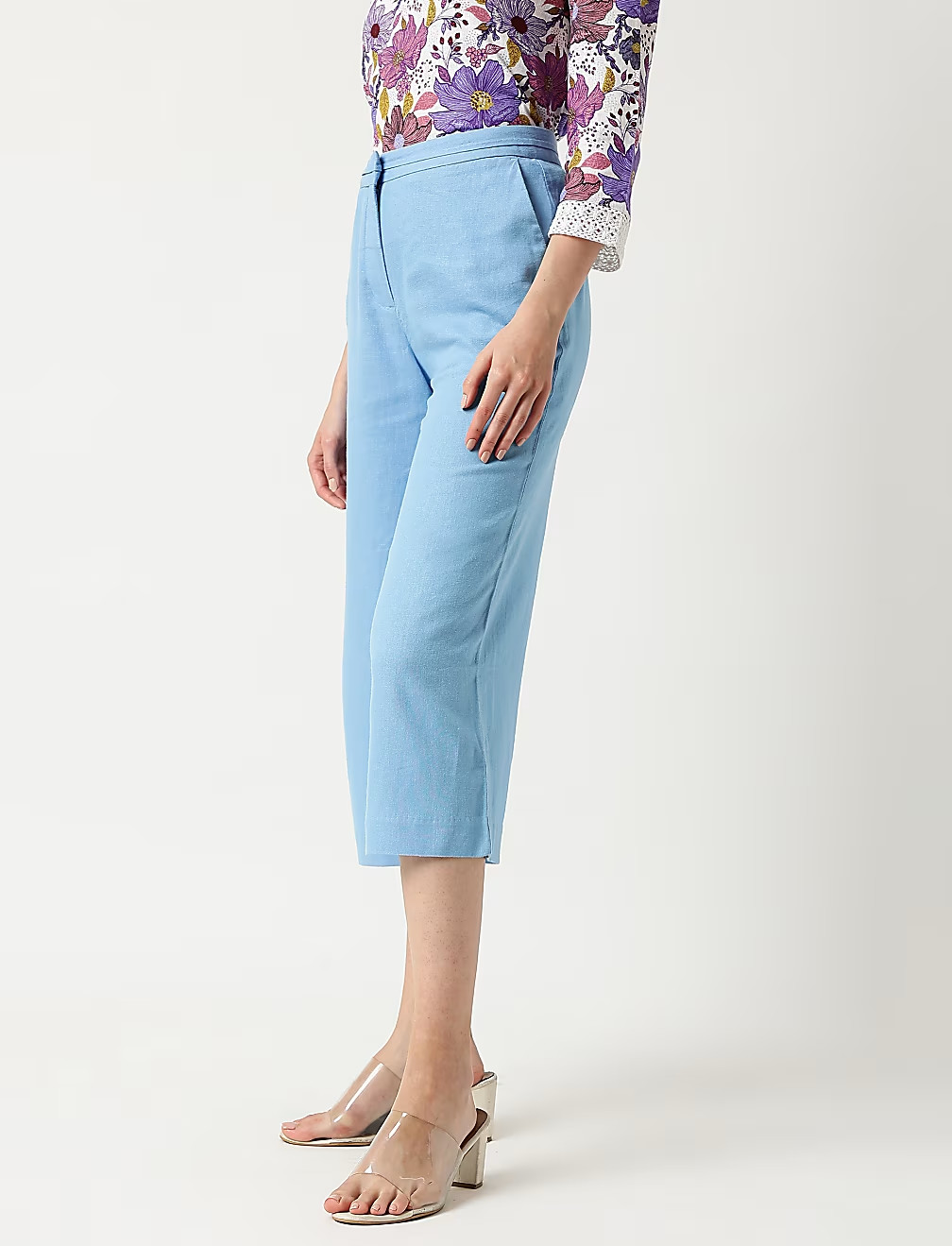 NIEBIESKIE SPODNIE KULOTY T59-4163K-SB