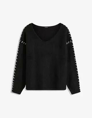 SWETER DAMSKI PLUS SIZE DEKOLT V LUŹNY FASON DŁUGI RĘKAW