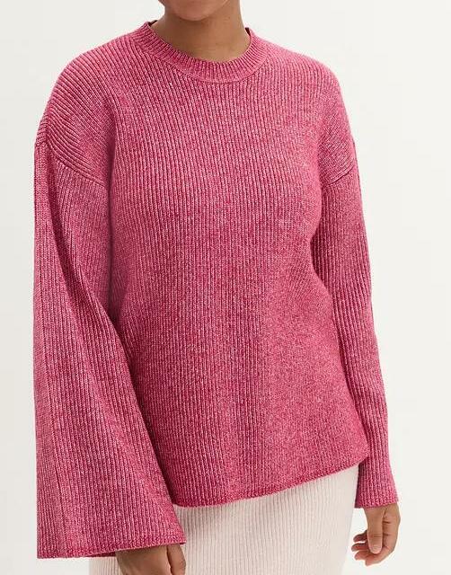 SWETER DAMSKI OKRĄGŁY DEKOLT LUŹNY FASON