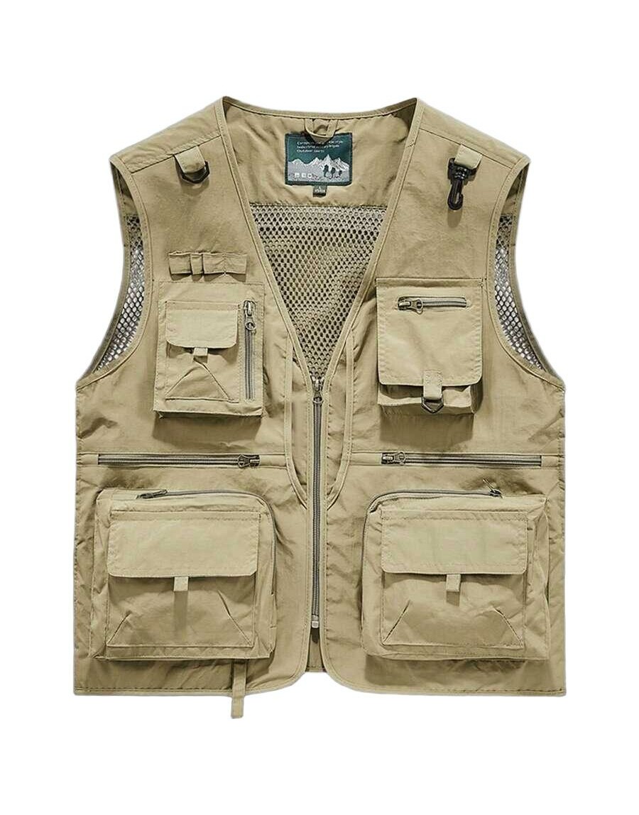 KHAKI KAMIZELKA Z KIESZENIAMI