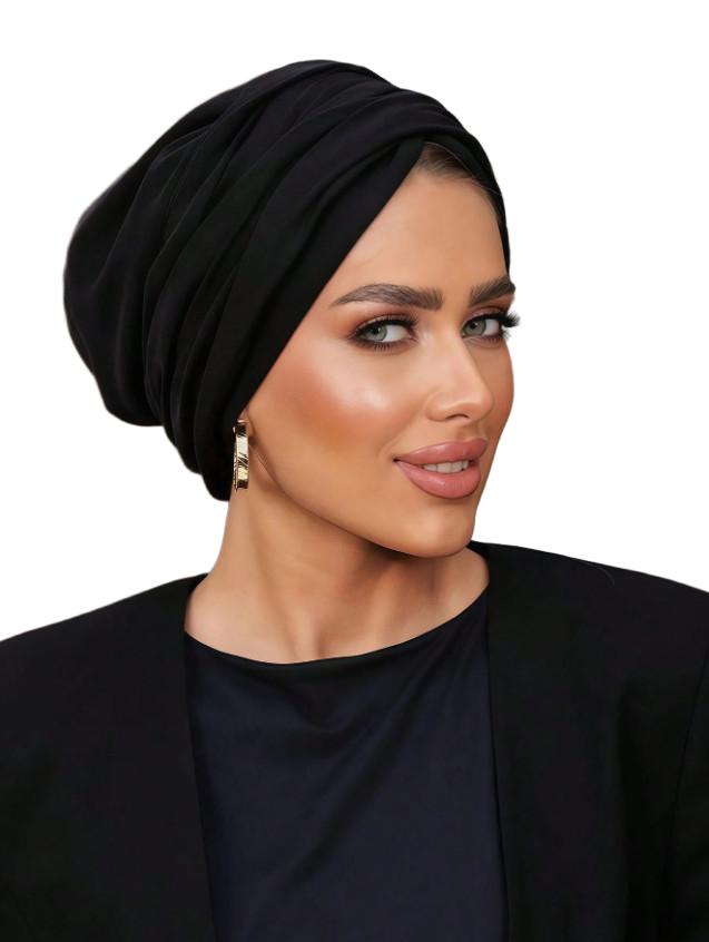 czarny TURBAN NA GŁOWĘ