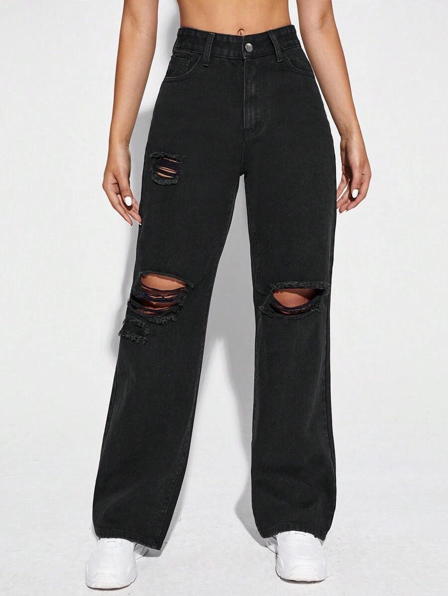 CZARNE SPODNIE JEANS