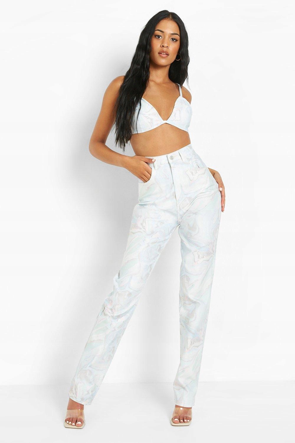 SPODNIE JEANS WYSOKI STAN PRINT