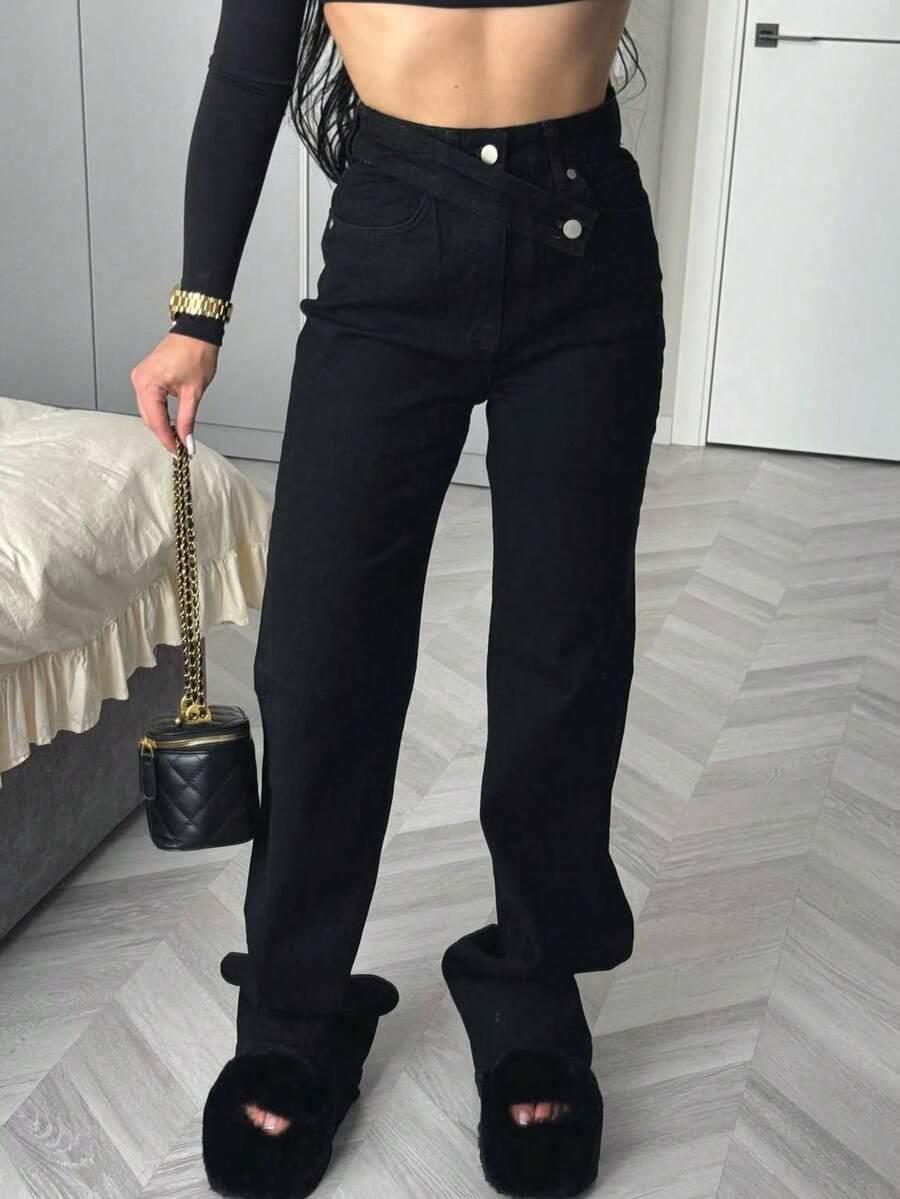 CZARNE SPODNIE JEANS