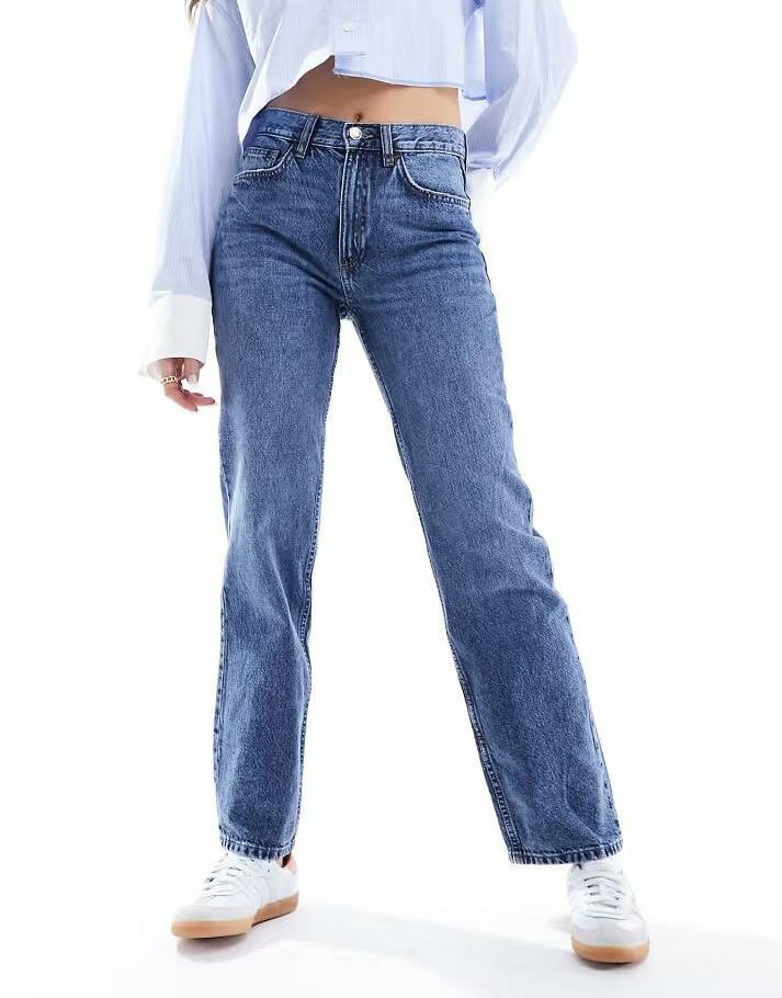 niebieskie SPODNIE JEANS PROSTA NOGAWKA