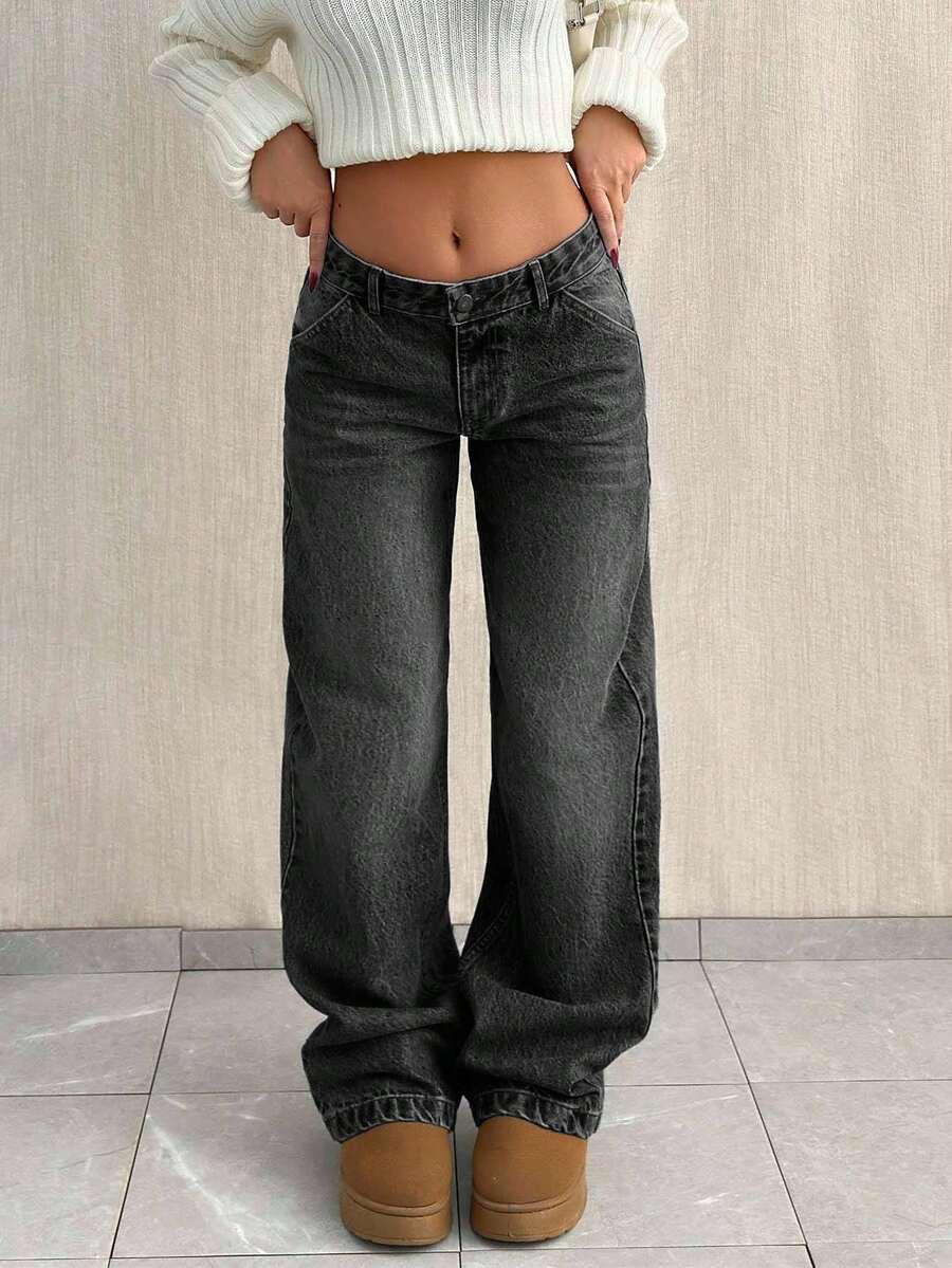 CZARNE SPODNIE JEANS