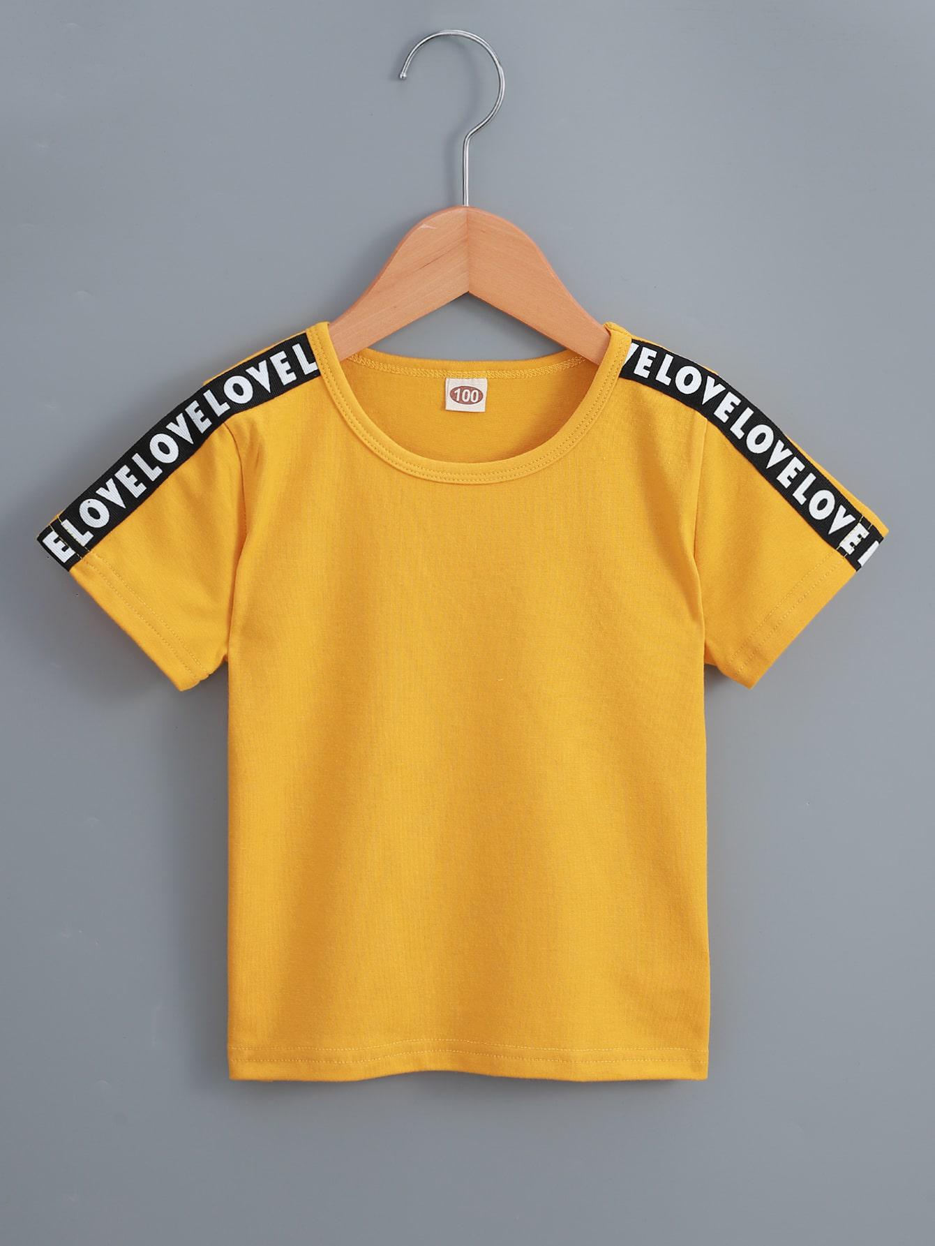 żółty t-shirt napisy LOVE