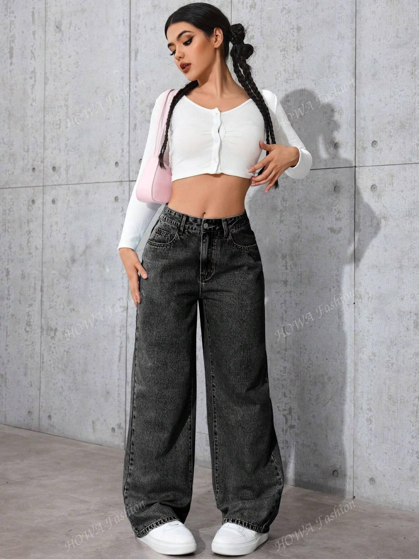 SZARE SPODNIE JEANS 