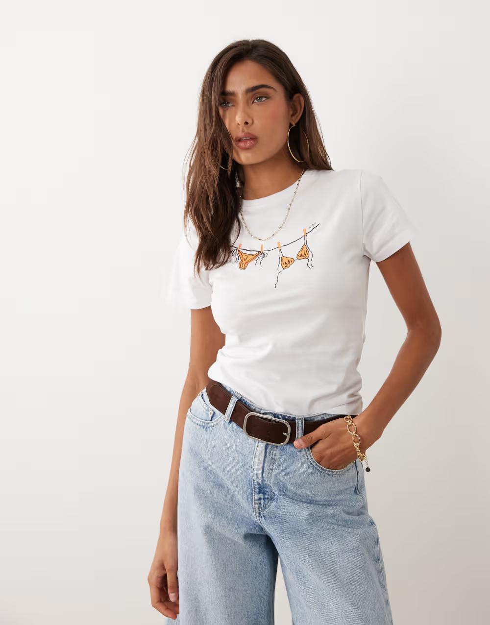 biały t-shirt print