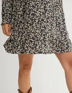  PLUS SIZE SUKIENKA Z OKRĄGŁYM DEKOLTEM WISKOZA KWIATOWY WZÓR