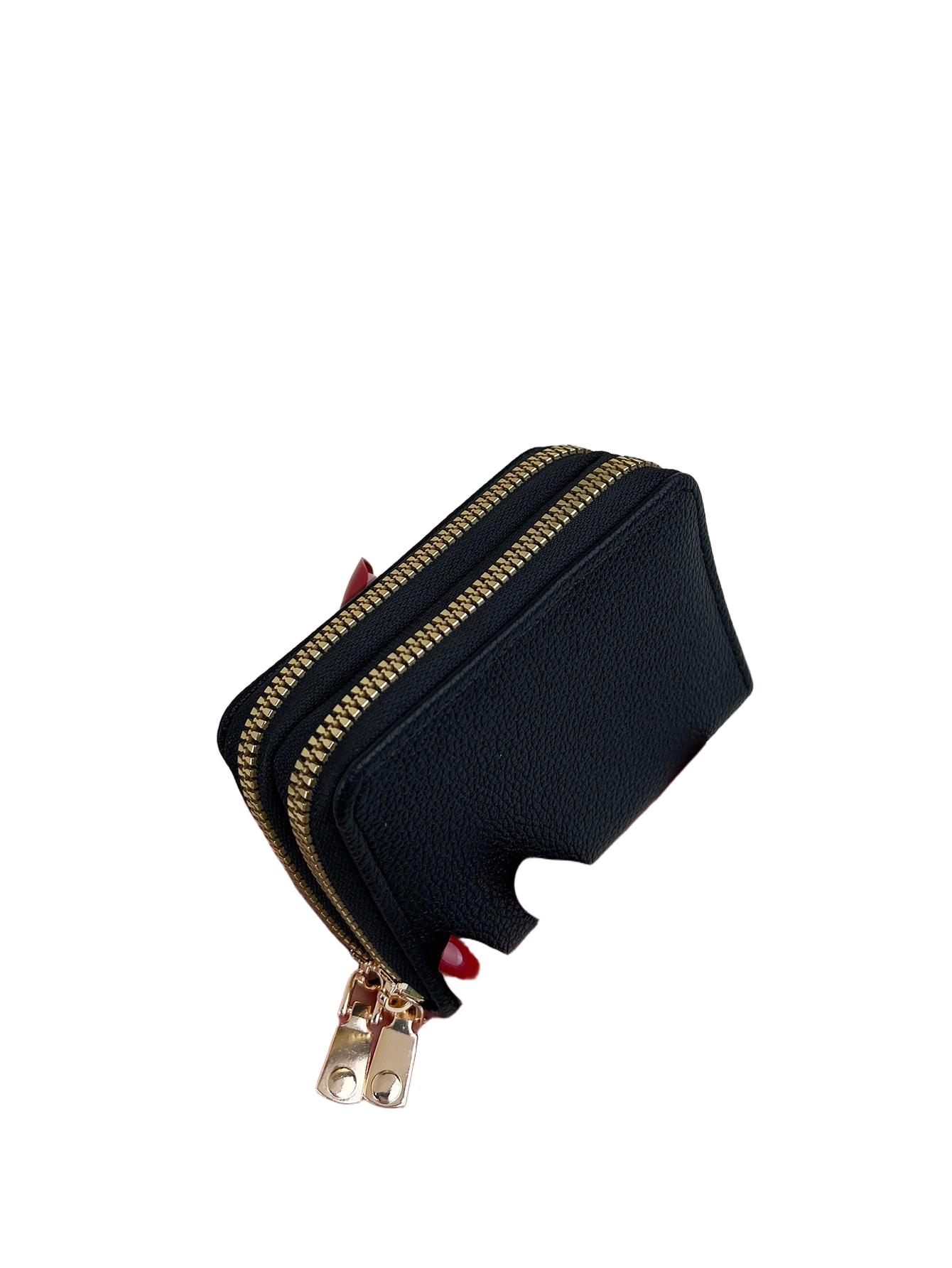 czarny mini portfel